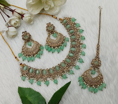 Pista Antique Gold Necklace Jewellery Arya Set