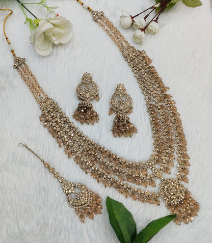 Antique Gold Long Rani Haar Necklace Jewellery Shallu Set