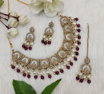 Purple Antique Gold Necklace Jewellery Daisy Set
