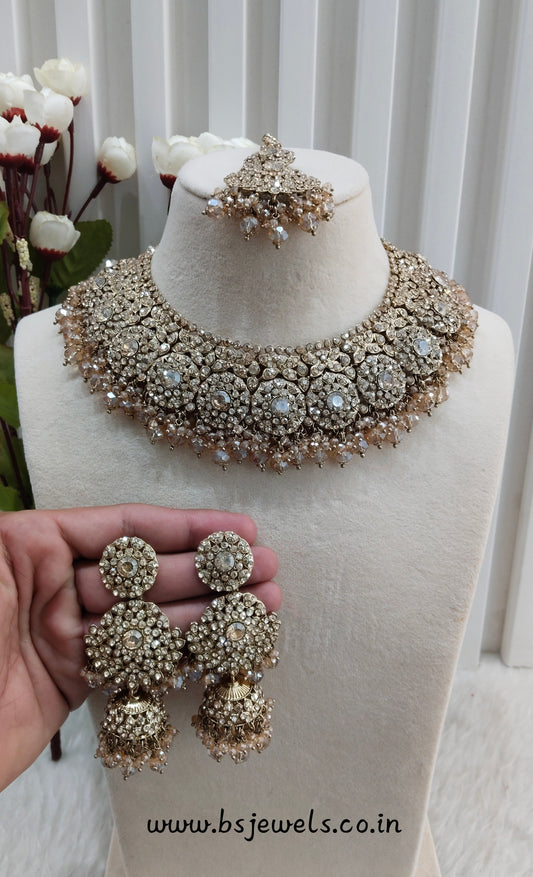 Antique Gold Necklace Jewellery Meenu Set
