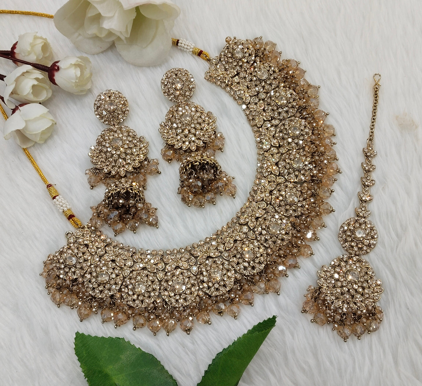Antique Gold Necklace Jewellery Meenu Set
