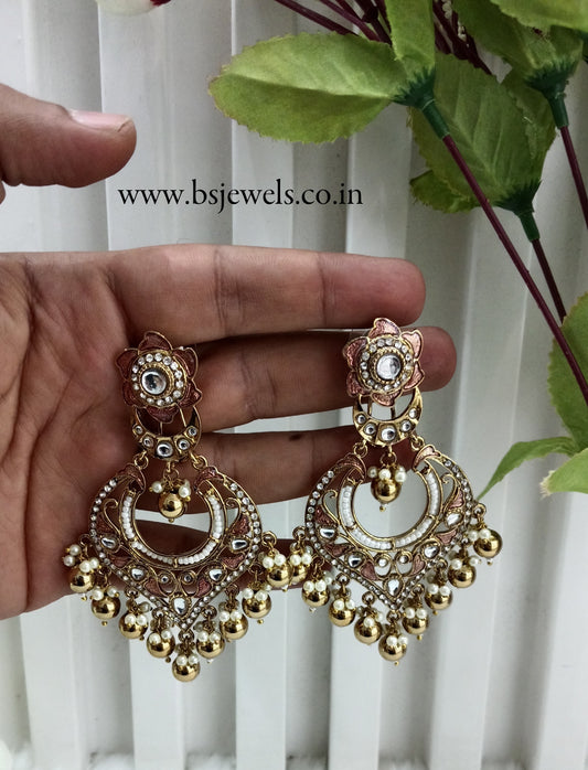 Gold Kundan Chandbali Bollywood Pargat Earrings