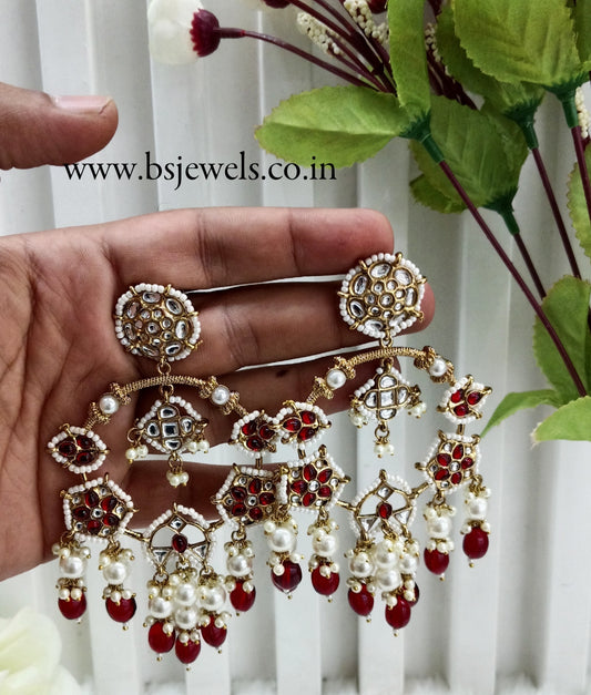 Maroon Kundan Bollywood Pargat Earrings