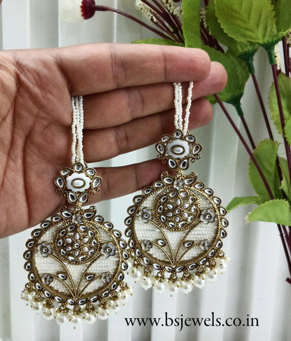 White Kundan Bollywood Pargat Earrings