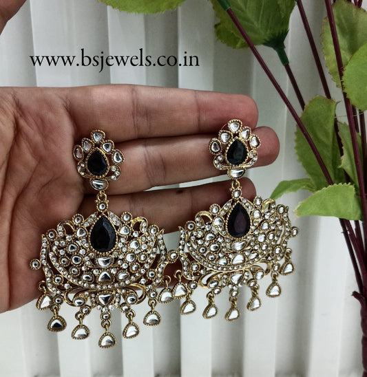 Black Antique Gold Bollywood Yadav Earrings