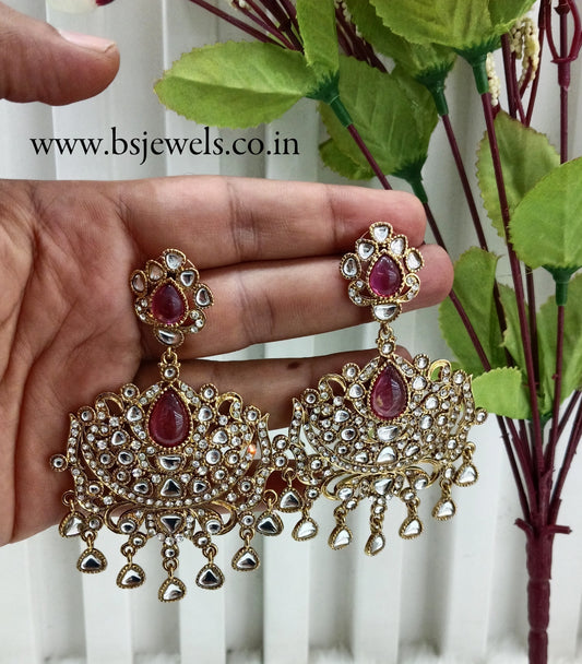 Purple Antique Gold Bollywood Yadav Earrings