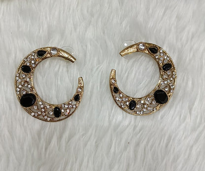 Black Kundan Chandbali Bollywood Sukh Earrings