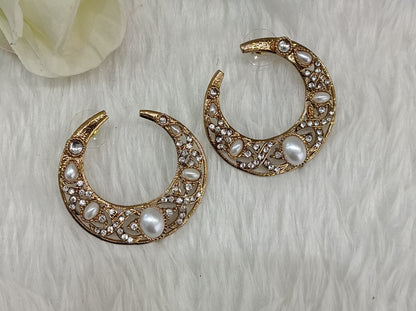 White Kundan Chandbali Bollywood Sukh Earrings