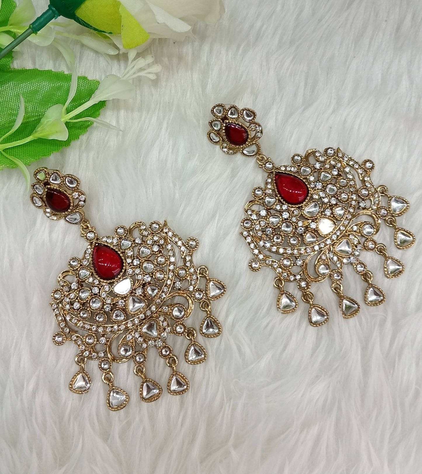 Maroon Antique Gold Bollywood Yadav Earrings