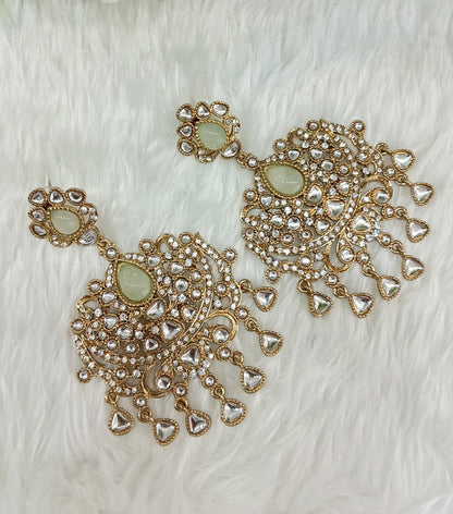 Pista Antique Gold Bollywood Yadav Earrings