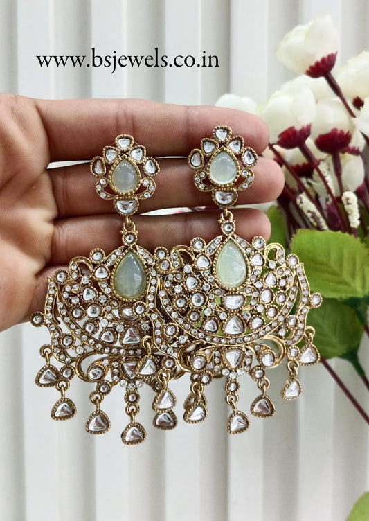 Pista Antique Gold Bollywood Yadav Earrings