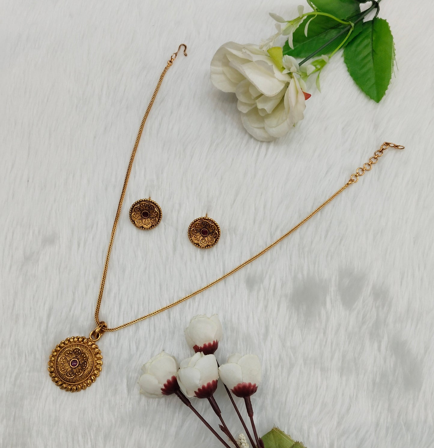 Ruby Gold Polki Necklace Jewellery Azam Set
