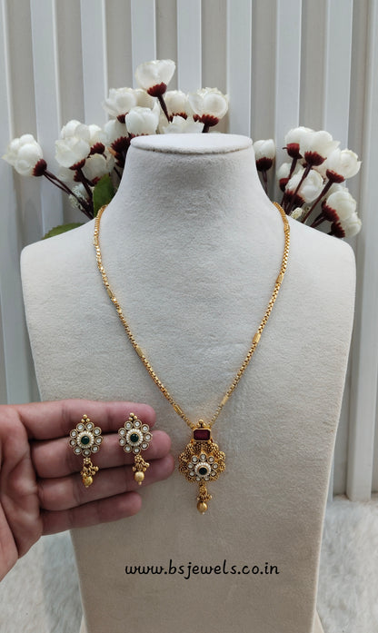 Ruby Green Gold Polki Necklace Jewellery Azam Set