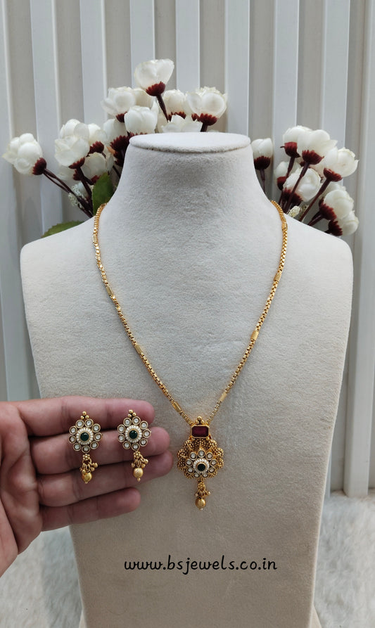 Ruby Green Gold Polki Necklace Jewellery Azam Set
