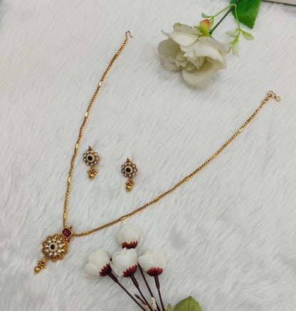 Ruby Green Gold Polki Necklace Jewellery Azam Set