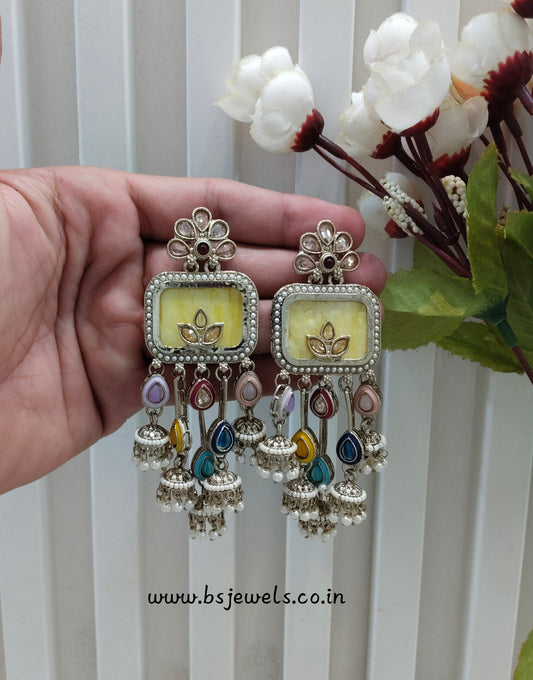Multi Color Antique Gold Bollywood Ravi Earrings