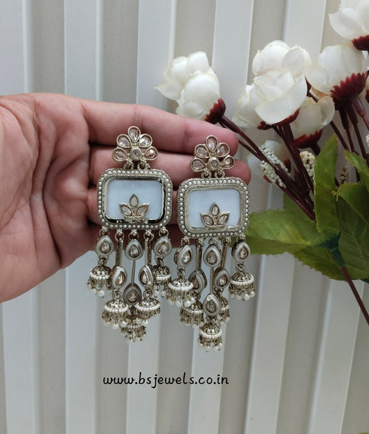 White Antique Gold Bollywood Ravi Earrings