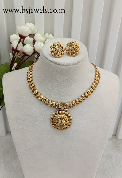 Gold Polki Necklace Jewellery Harf Set