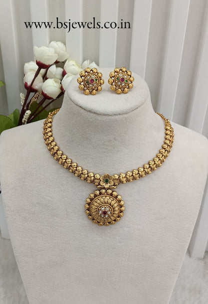 Ruby Green Gold Polki Necklace Jewellery Harf Set