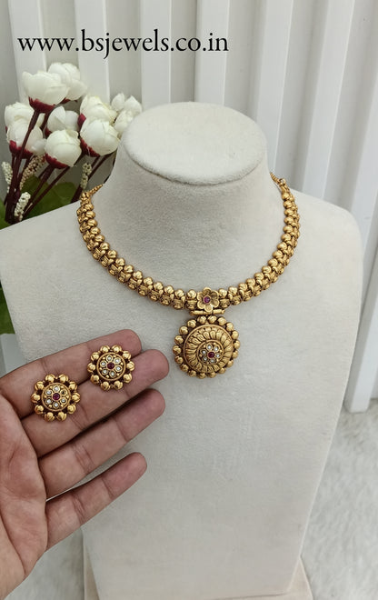 Ruby Gold Polki Necklace Jewellery Harf Set