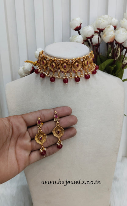 Ruby Gold Polki Choker Jewellery Bobo Set