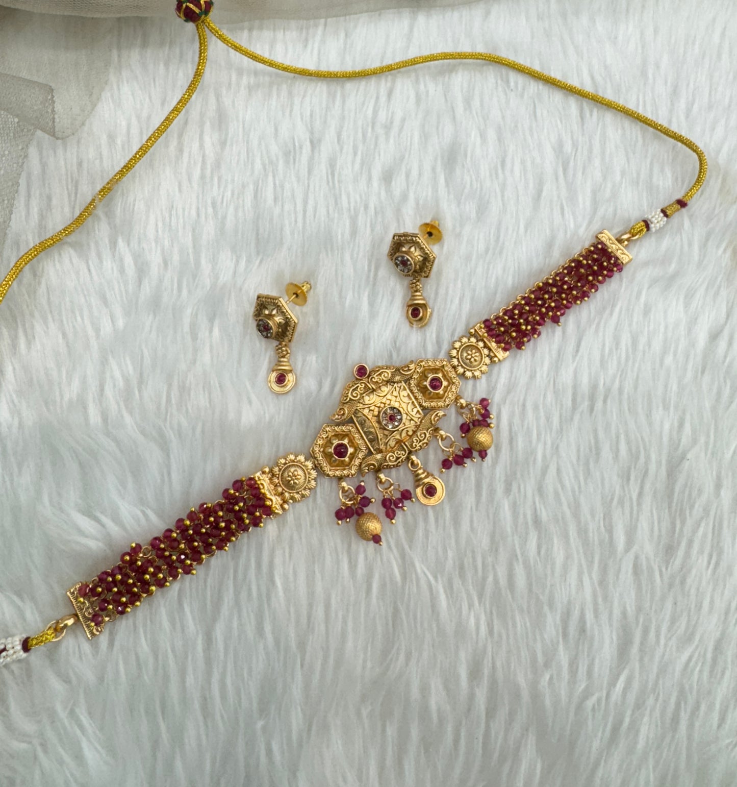 Ruby Gold Polki Choker Jewellery Bobo Set