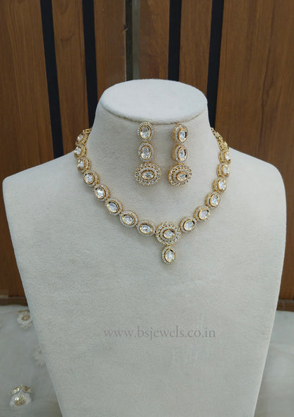 Gold Polki Necklace Jewellery Gandhi Set
