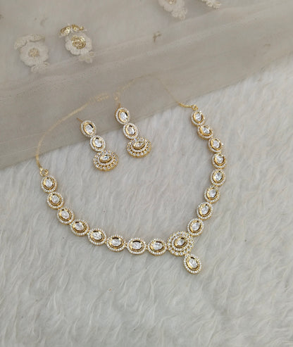 Gold Polki Necklace Jewellery Gandhi Set