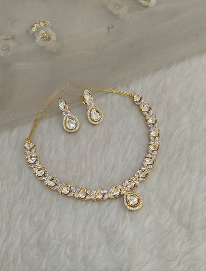 Gold Polki Necklace Jewellery Gandhi Set
