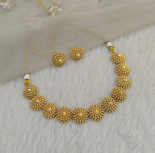 Gold Polki Necklace Jewellery Gandhi Set