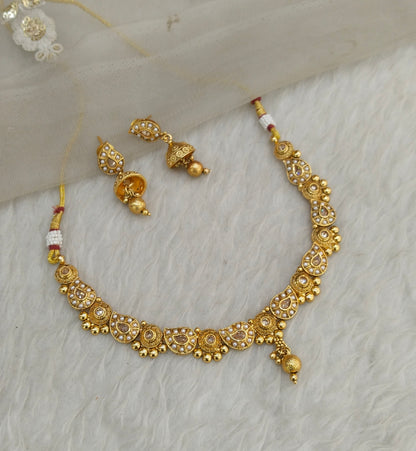 Gold Polki Necklace Jewellery Gandhi Set