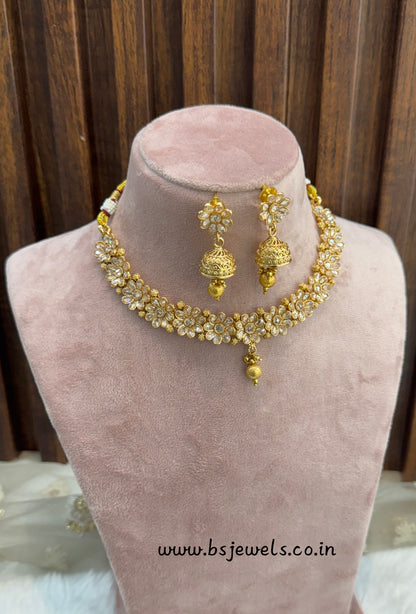 Gold Polki Necklace Jewellery Pawan Set