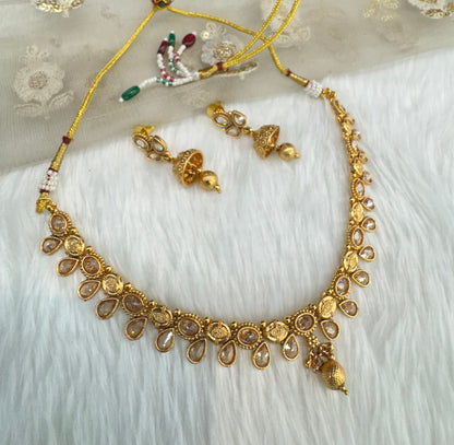 Gold Polki Necklace Jewellery Pawan Set