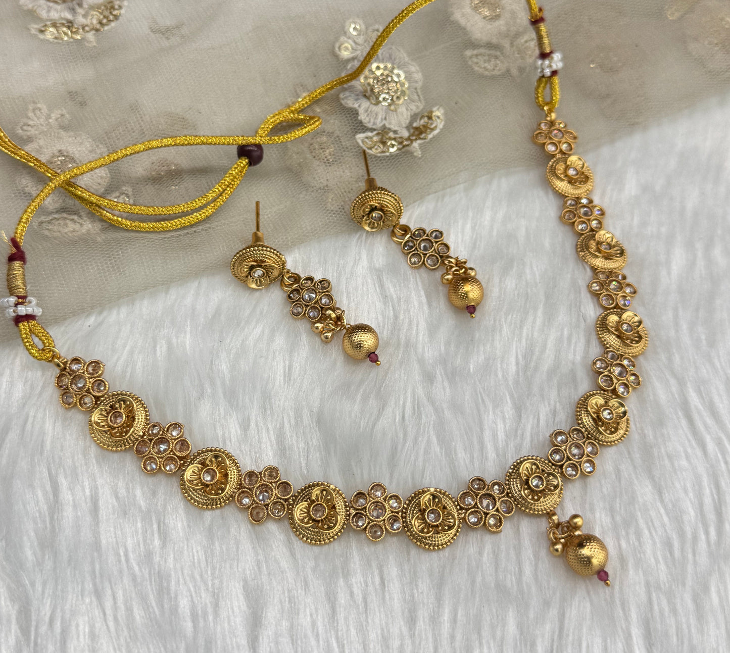 Gold Polki Necklace Jewellery Pawan Set