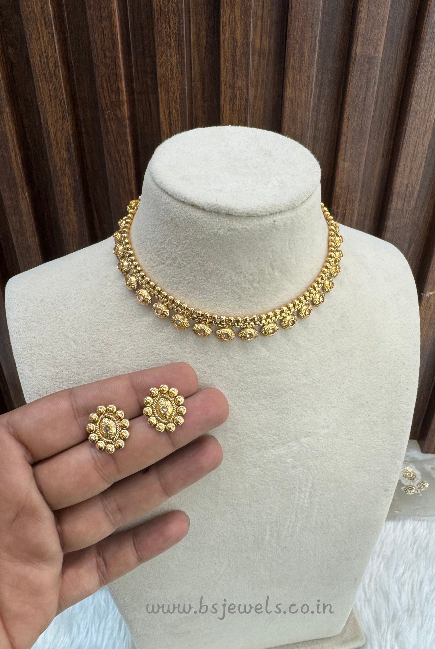 Gold Polki Necklace Jewellery Pawan Set