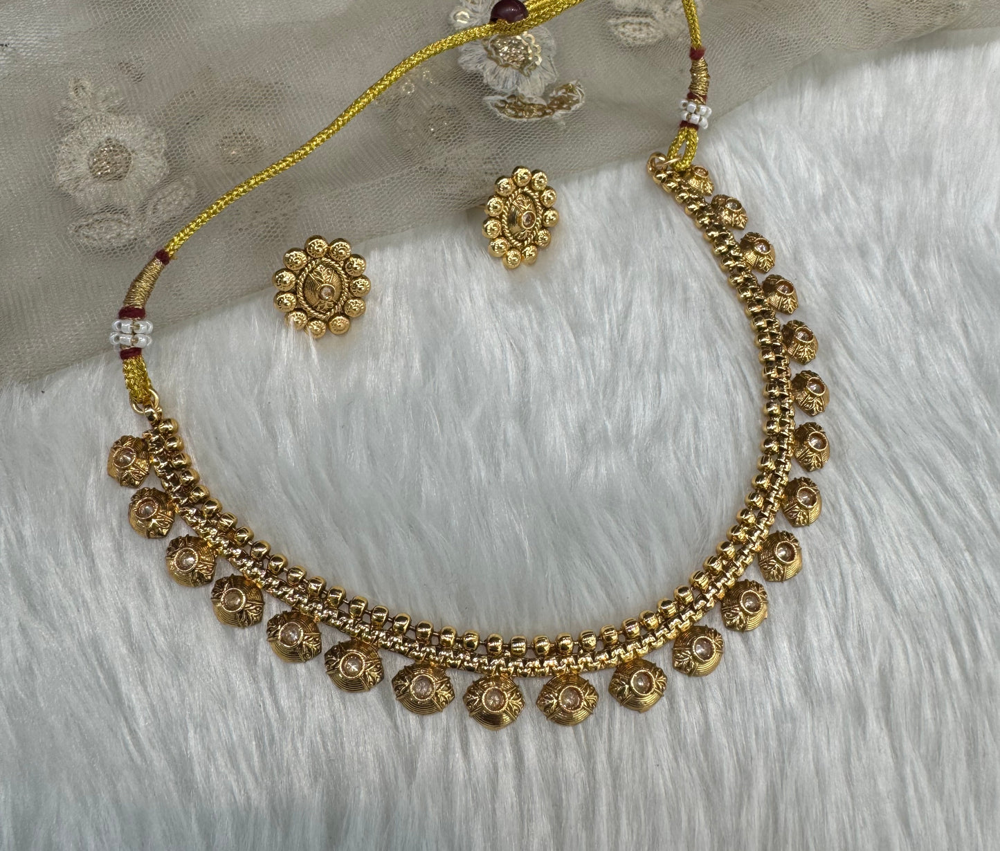 Gold Polki Necklace Jewellery Pawan Set