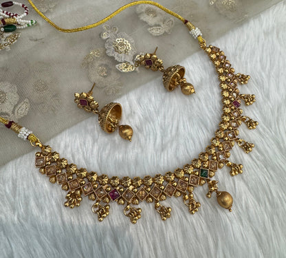 Ruby Green Gold Polki Necklace Jewellery Pawan Set