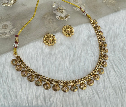Mint pink Gold Polki Necklace Jewellery Pawan Set