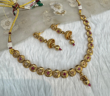 Ruby Gold Polki Necklace Jewellery Pawan Set