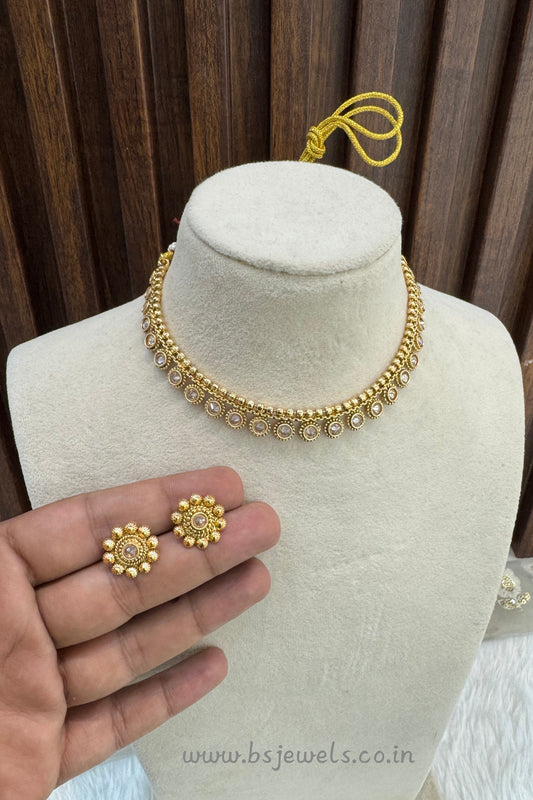 Gold Polki Necklace Jewellery Pawan Set