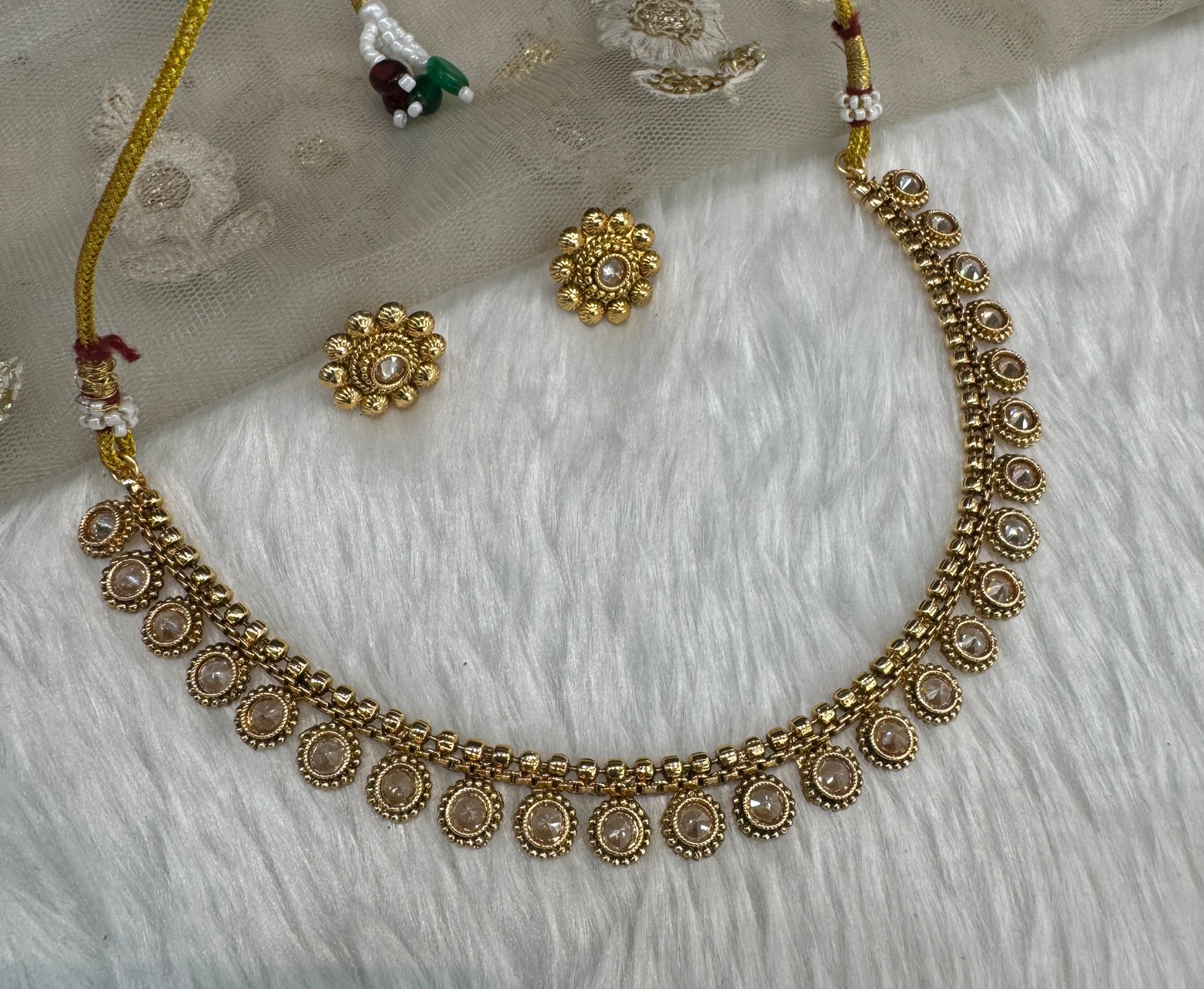 Gold Polki Necklace Jewellery Pawan Set