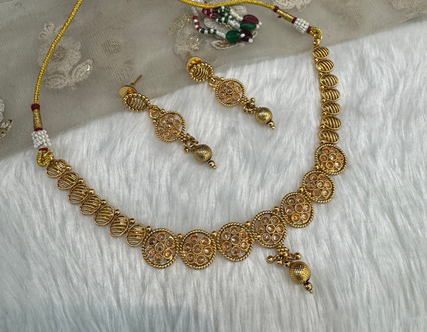 Gold Polki Necklace Jewellery Pawan Set