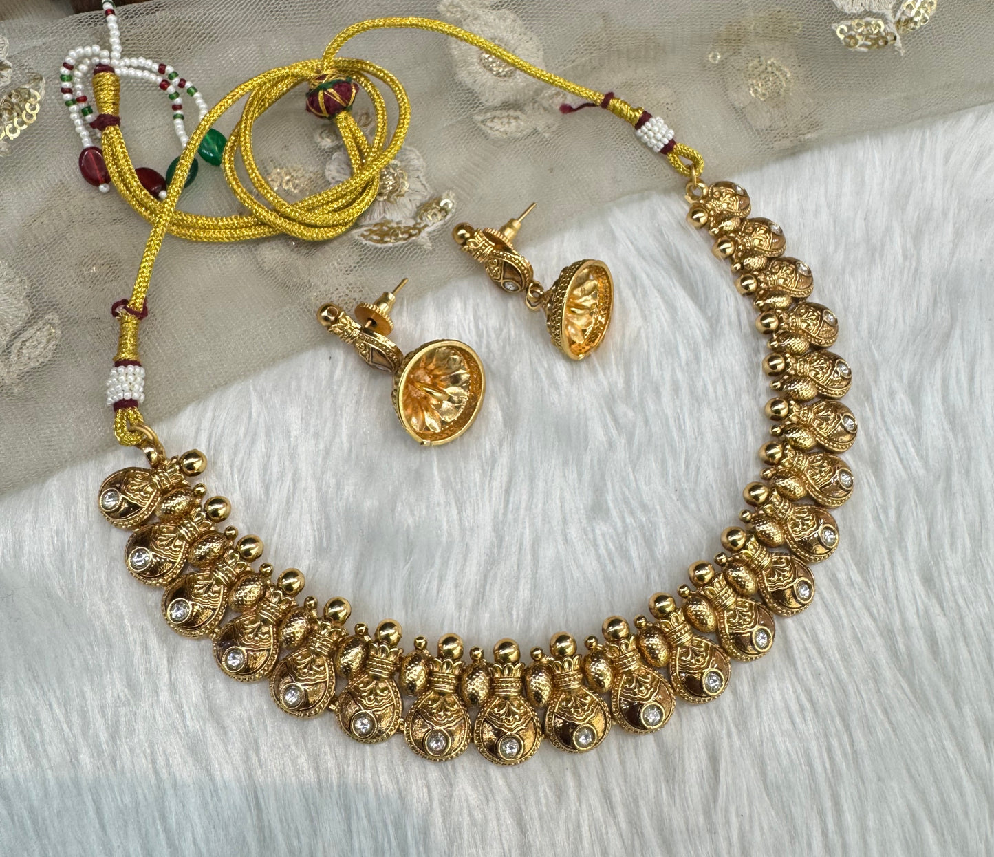 Gold Polki Necklace Jewellery Pawan Set