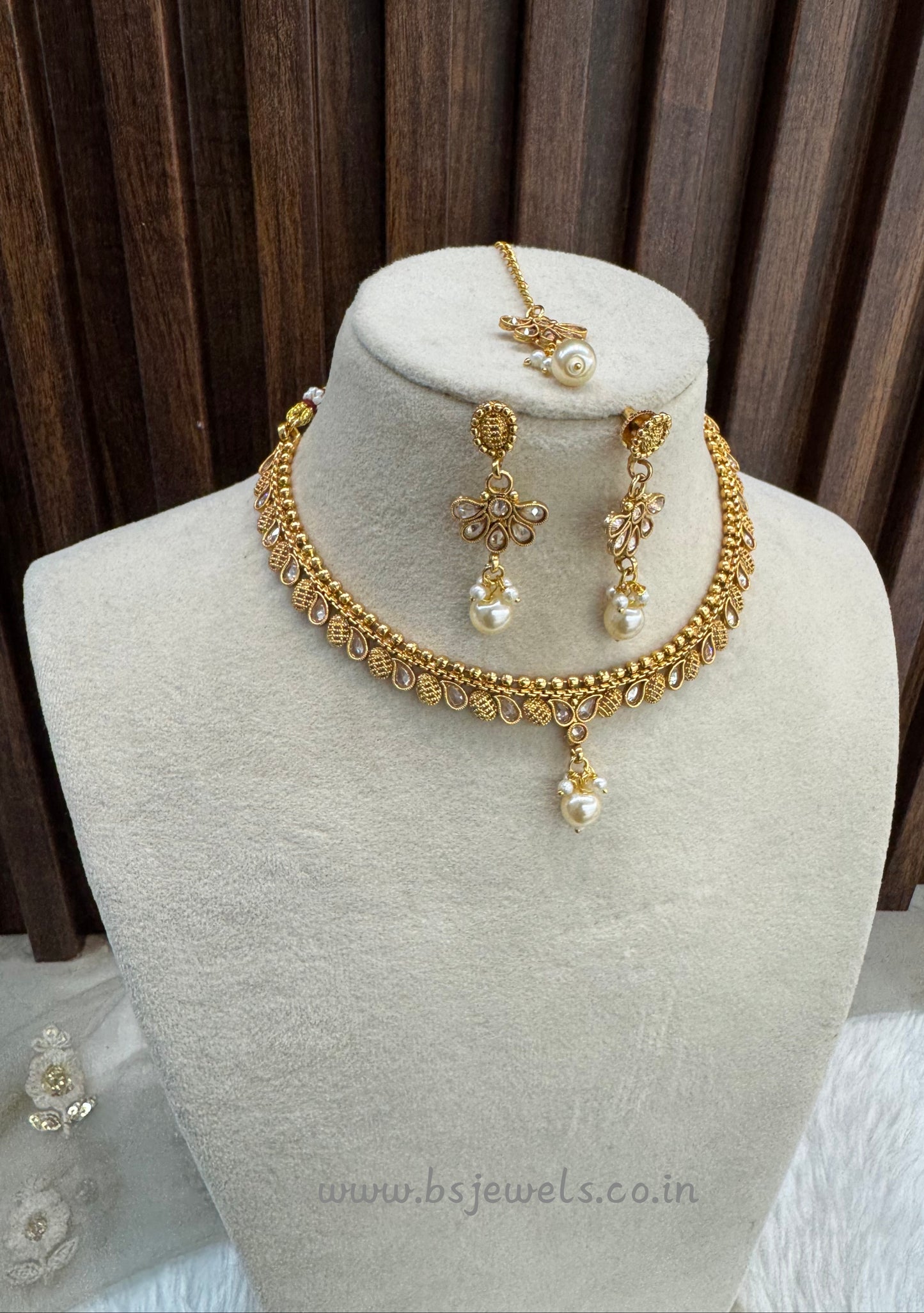 Gold Polki Necklace Jewellery Pawan Set