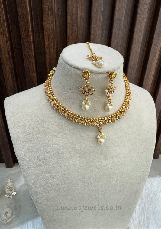 Gold Polki Necklace Jewellery Pawan Set