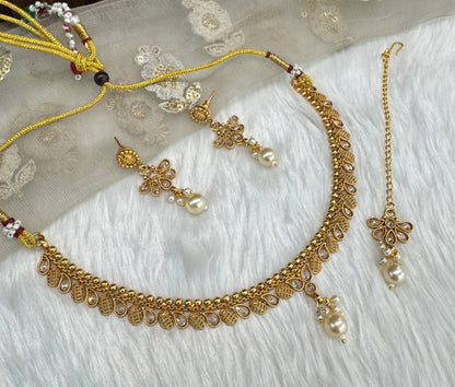 Gold Polki Necklace Jewellery Pawan Set