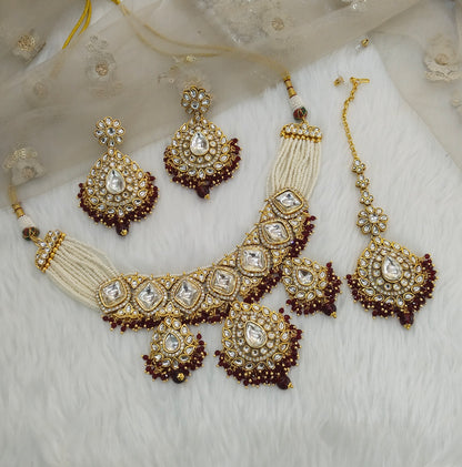 Maroon Kundan Necklace Jewellery Ruby Set