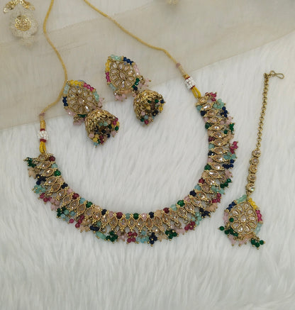 Multi Color Antique Gold Necklace Jewellery Anmol Set