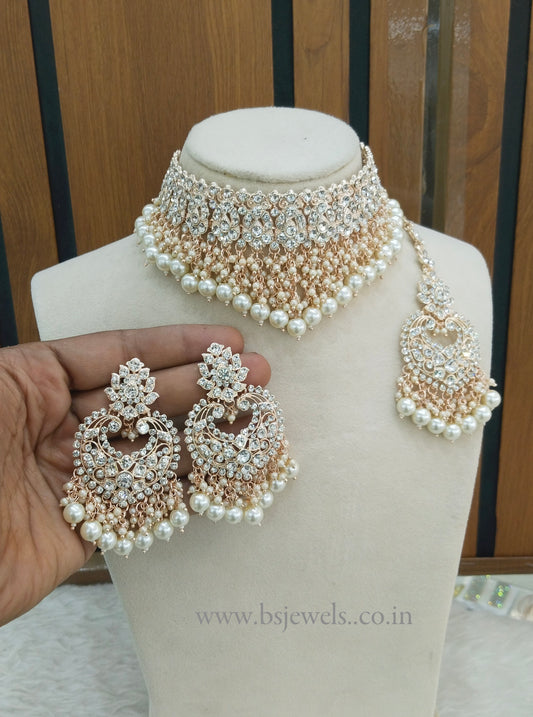 Rose Gold Choker Jewellery Siki Set