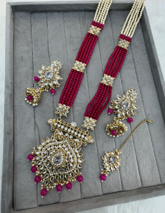 Rani Pink Kundan Rani Haar Indian Jewelry Set
